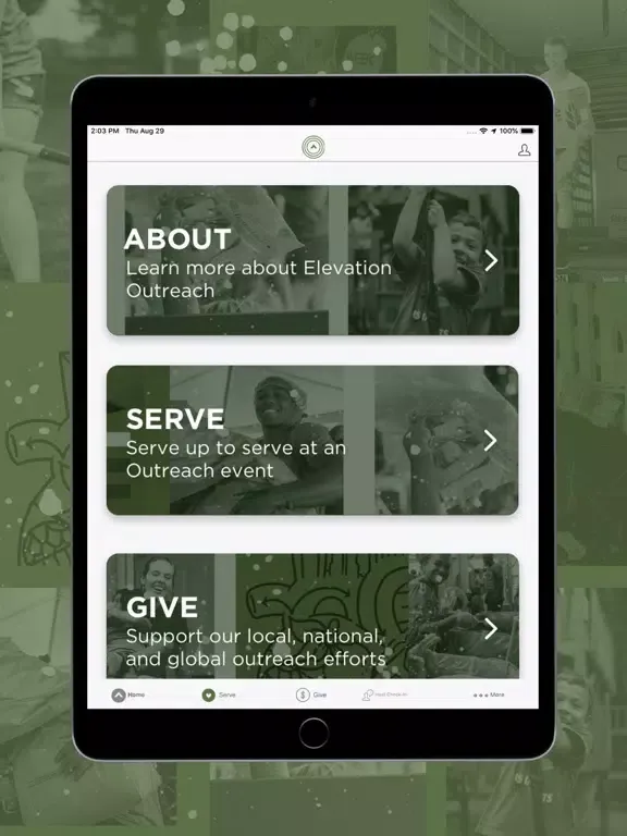 Tangkapan skrin Elevation Outreach App iPad 
