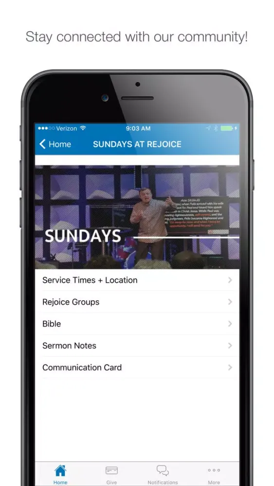 Tangkapan skrin Rejoice Church App