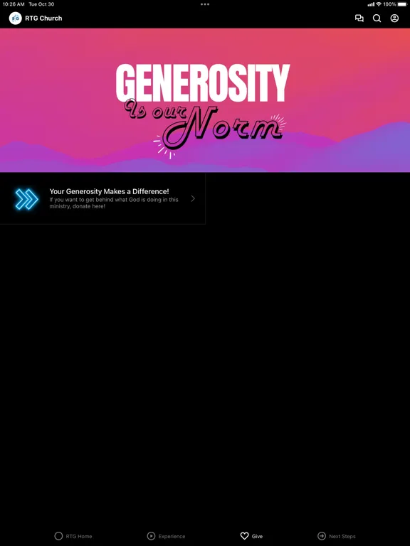 Capturas de pantalla de RTG Church iPad 