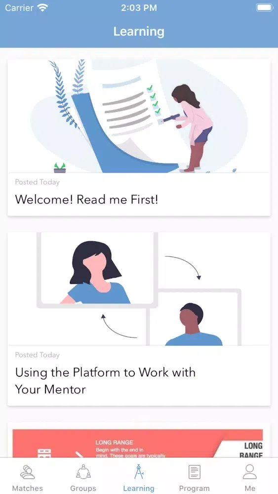 OBI Mentoring Program Screenshots
