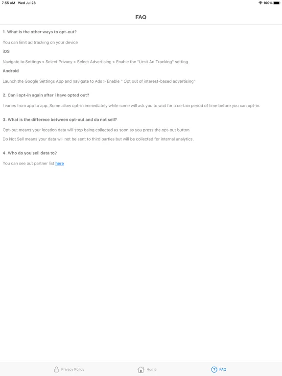 Screenshot di Quadrant Compliance Request iPad 