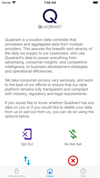 Screenshot di Quadrant Compliance Request