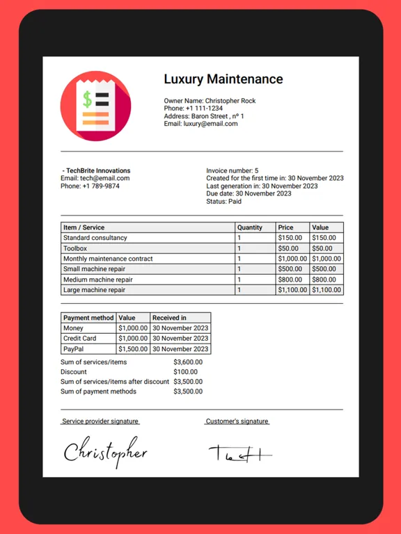 Invoice maker PDF iPad  سکرین شاٹس