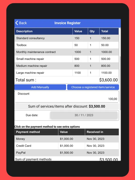 Invoice maker PDF iPad  سکرین شاٹس