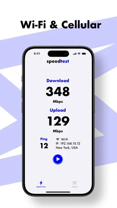 Tangkapan layar Speed Test - Wi-Fi & Cellular
