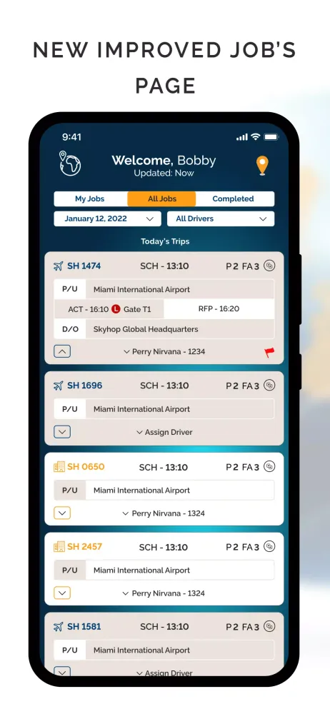 Tangkapan layar SkyHop Tech Driver