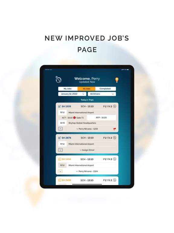 SkyHop Tech Driver iPad  Screenshots