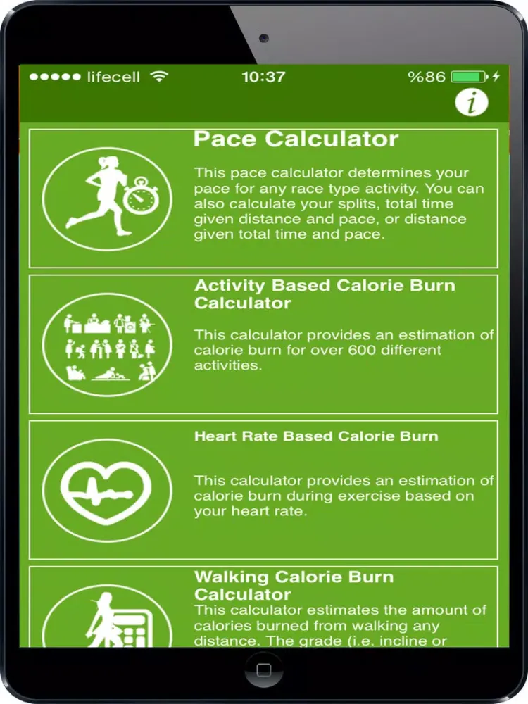 ภาพหน้าจอของ Fitness and Exercise Calculators iPad 