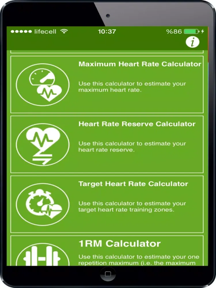 ภาพหน้าจอของ Fitness and Exercise Calculators iPad 