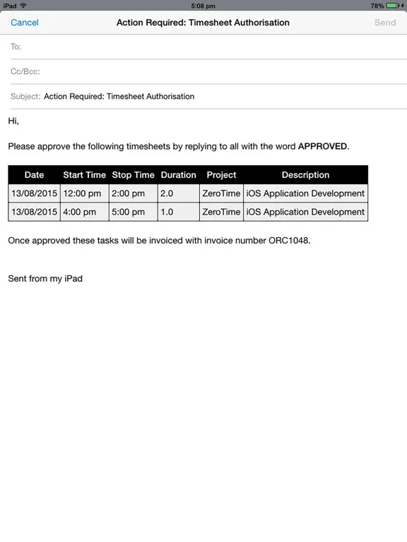 ZeroTime® - Invoice in No Time iPad  스크린샷