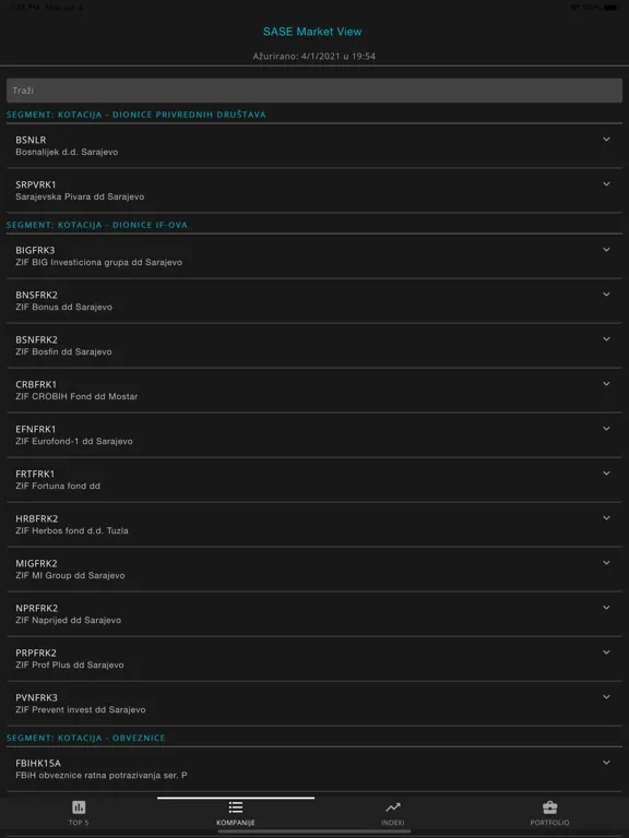 Скриншоты SASE Market View iPad 