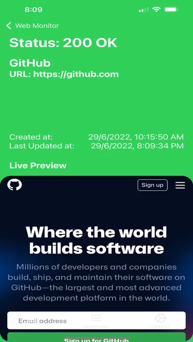 ภาพหน้าจอของ Web Monitor - Down or Just Me