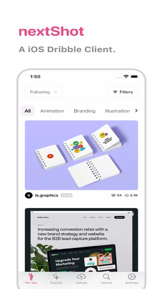 nextShot for Dribbble Screenshots