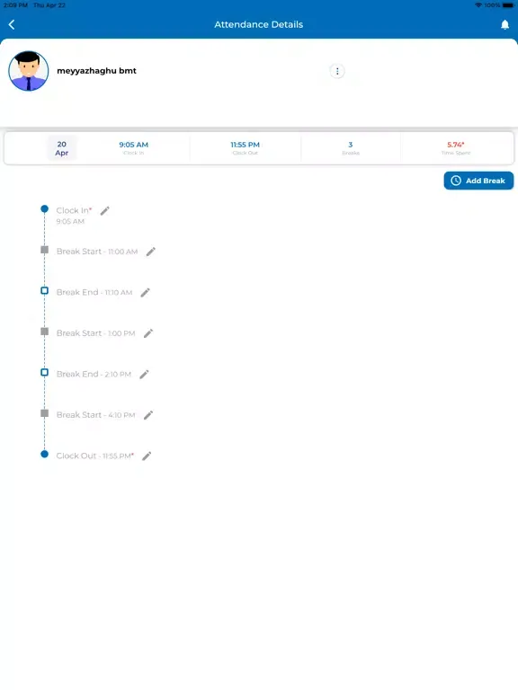 TimeTick Admin iPad  स्क्रीनशॉट