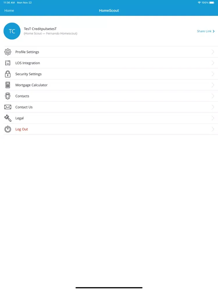 Tangkapan layar HomeScout Mobile iPad 