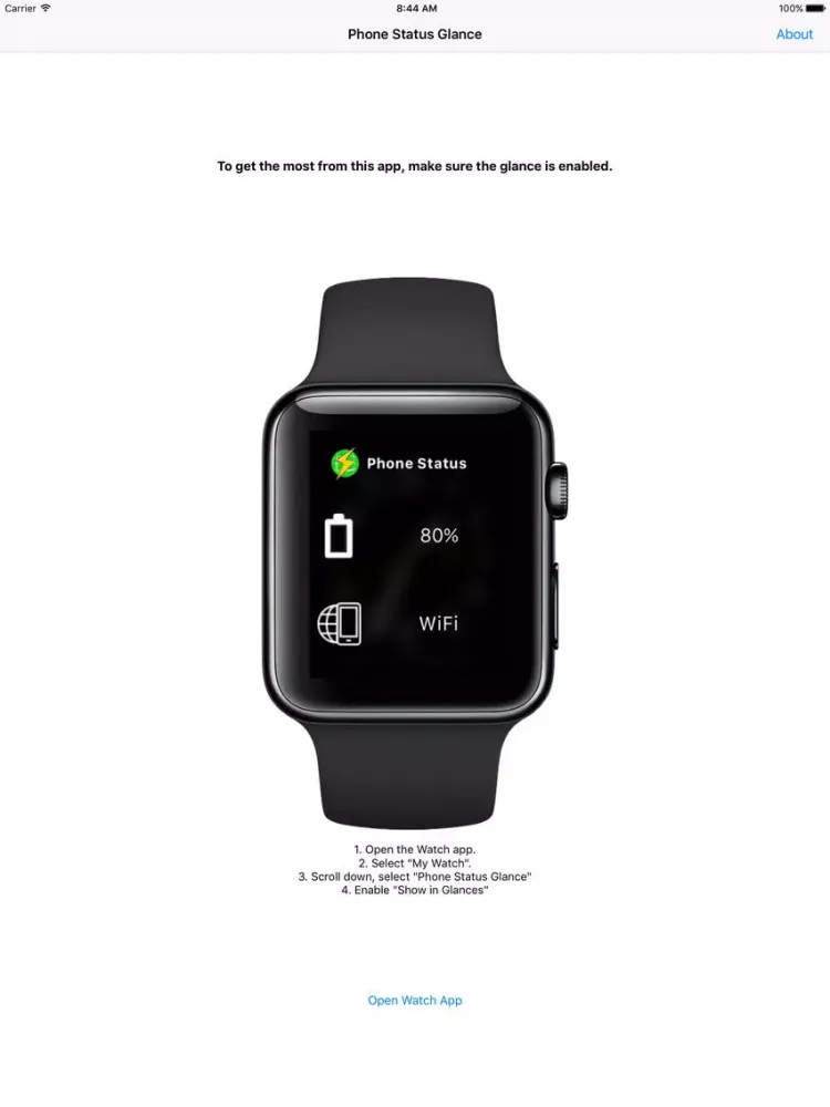Phone Status Glance - See Battery and Network Info On Your Wrist iPad  Screenshots