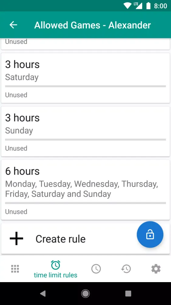 Screenshot di TimeLimit.io