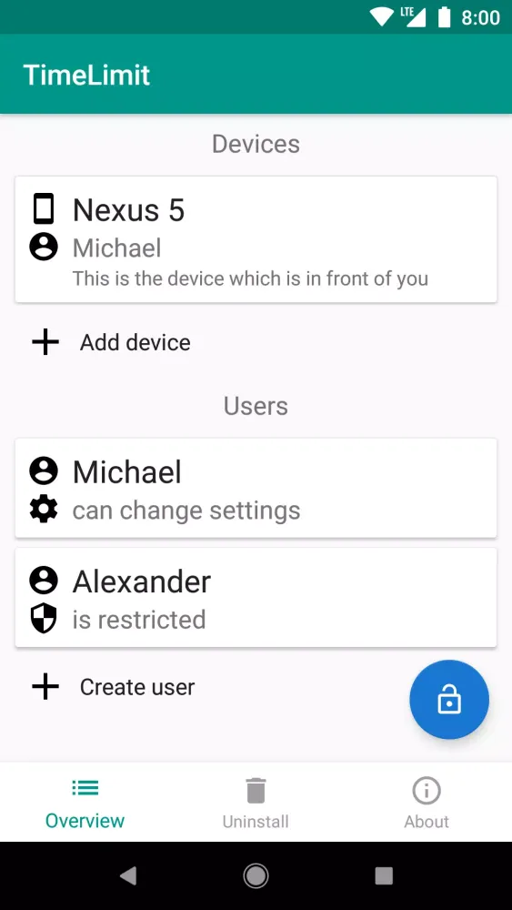 Screenshot di TimeLimit.io