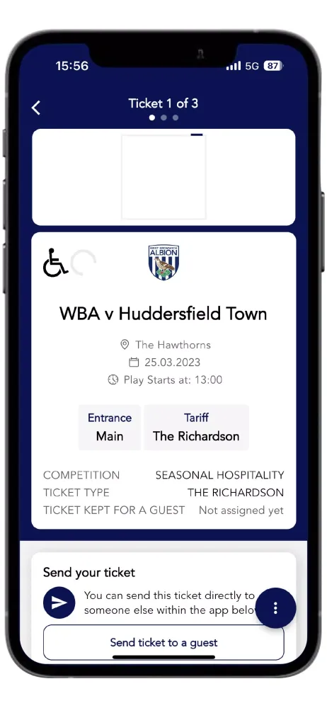 Tangkapan layar WBA Tickets OnTheGo