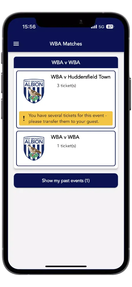 Tangkapan layar WBA Tickets OnTheGo