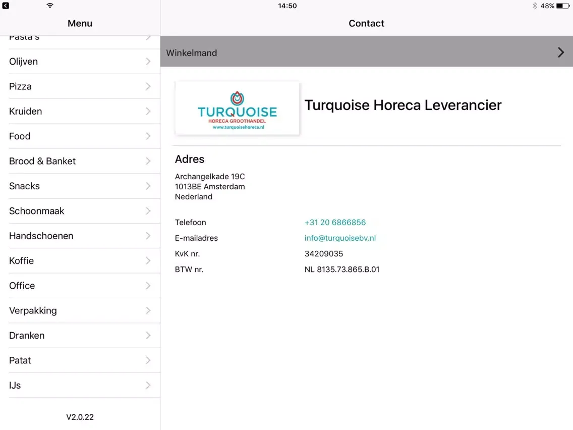 Turquoise Horeca Leverancier iPad  スクリーンショット