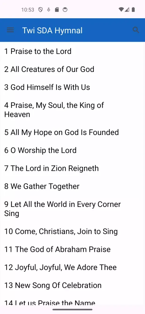 Tangkapan skrin TWI SDA Hymnal [Tunes & Score]