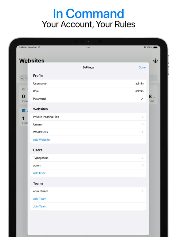 Umami – Analytics Manager iPad  スクリーンショット