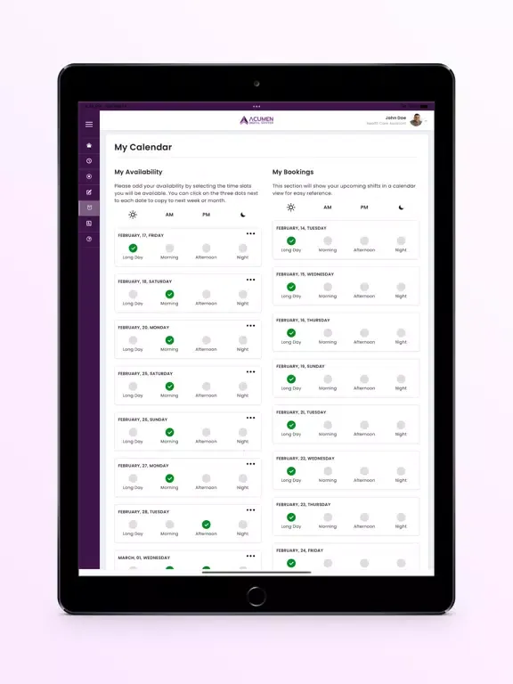 Acumen Care Staffer iPad  스크린샷