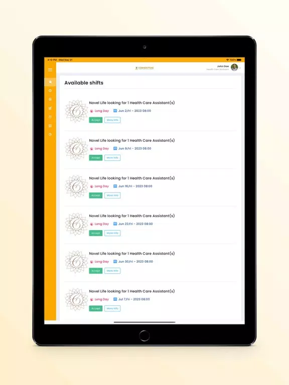 Tangkapan layar Cornerstone Staffing Solutions iPad 