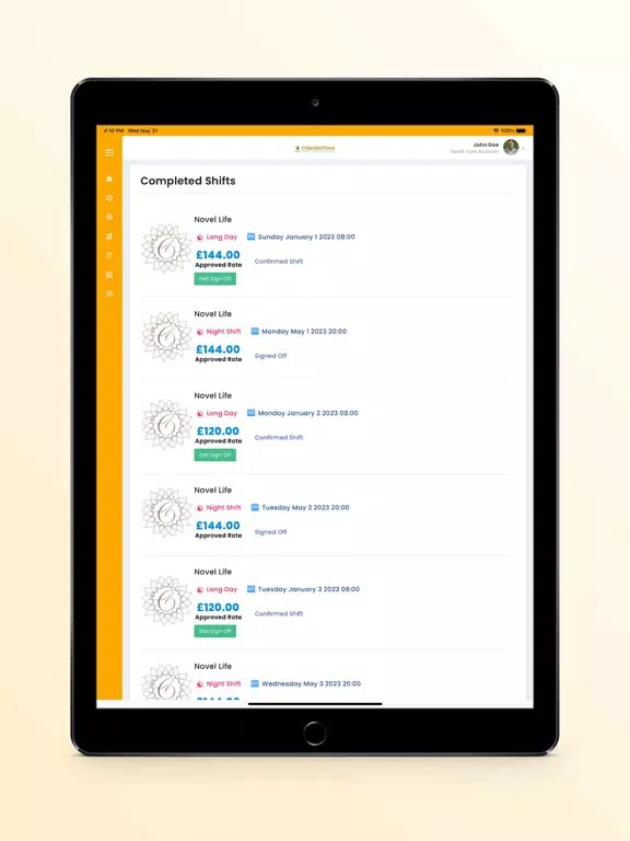 Tangkapan layar Cornerstone Staffing Solutions iPad 