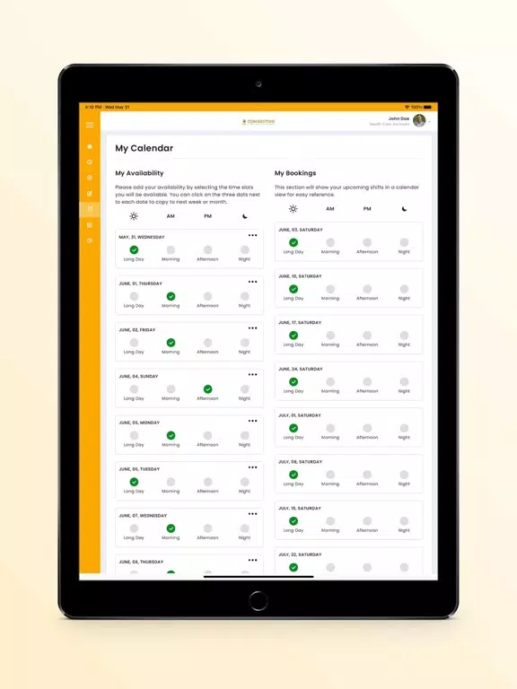 Tangkapan layar Cornerstone Staffing Solutions iPad 