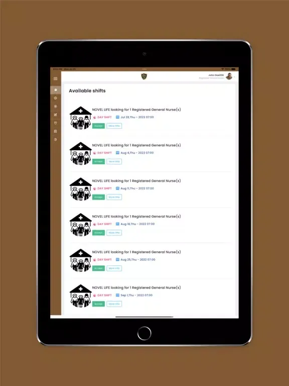 Capturas de tela do FYI Weston iPad 