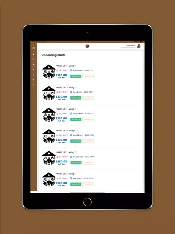 Capturas de tela do FYI Weston iPad 