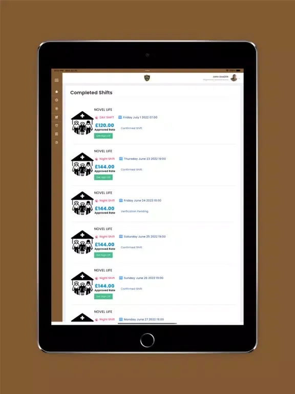 Capturas de tela do FYI Weston iPad 