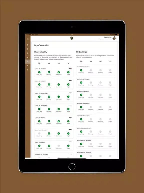 Capturas de tela do FYI Weston iPad 