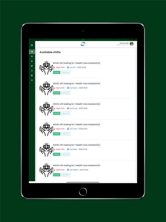 Capturas de tela do Handling Care iPad 