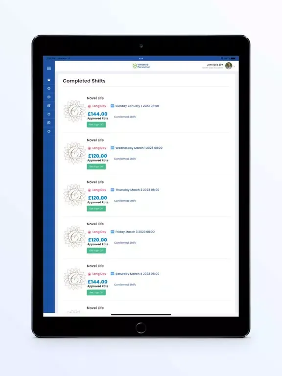 Versatile Personnel iPad  স্ক্রিনশট