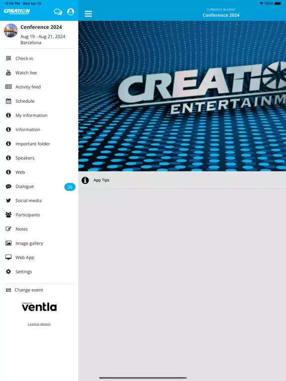 Creation Entertainment Events iPad 應用截圖