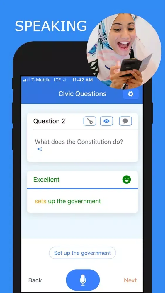 Captures d'écran de US citizenship 2020 test