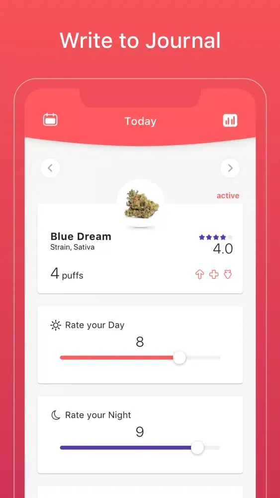 Capturas de tela do Waven Cannabis Journal