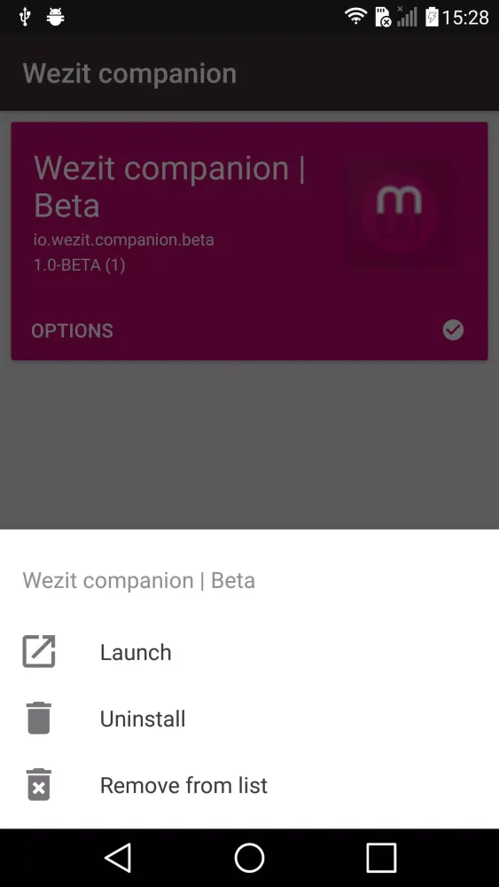 Tangkapan skrin Wezit Companion