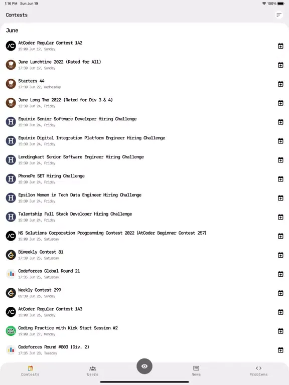 Screenshot di algois.me: Coding Contests iPad