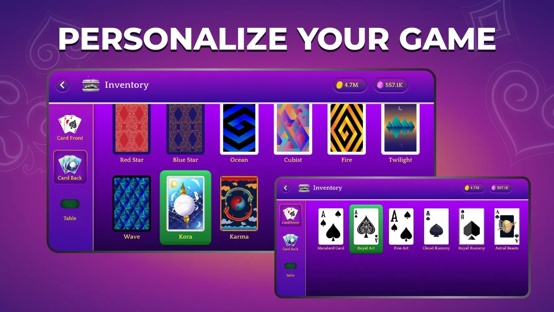 Capturas de tela do Rummy