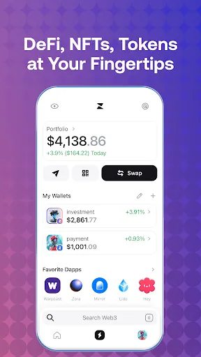 ภาพหน้าจอของ Zerion Wallet: Crypto & Web3