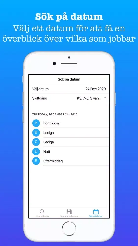 ภาพหน้าจอของ Skiftschema Pro