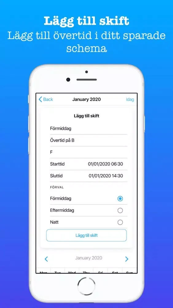 ภาพหน้าจอของ Skiftschema Pro