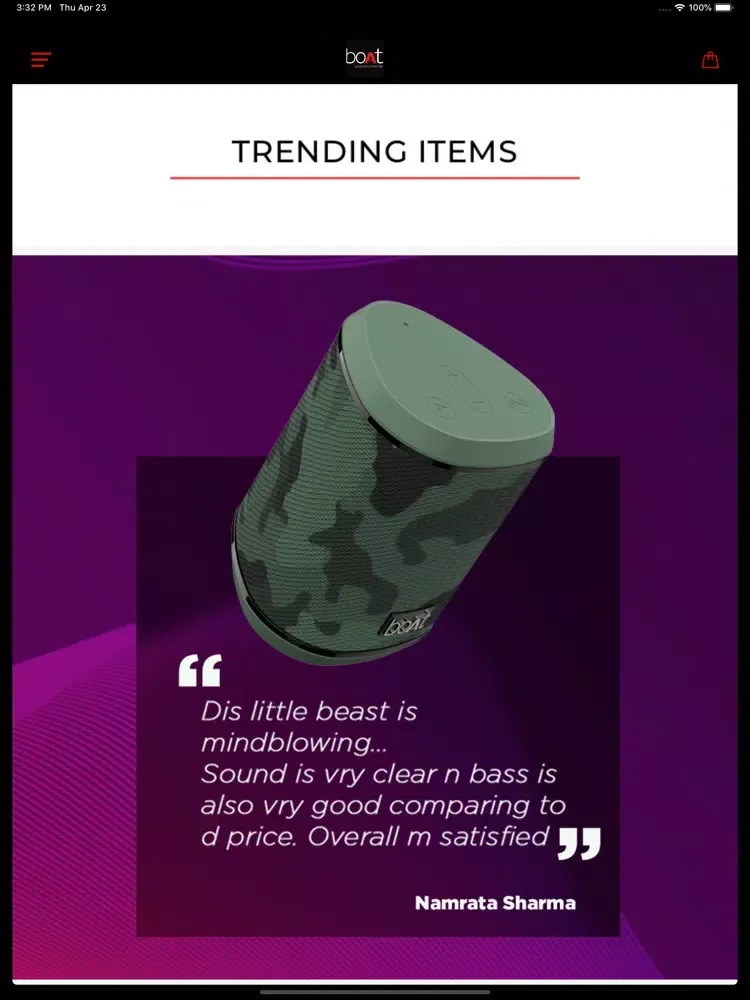 Capturas de tela do boAt App iPad 