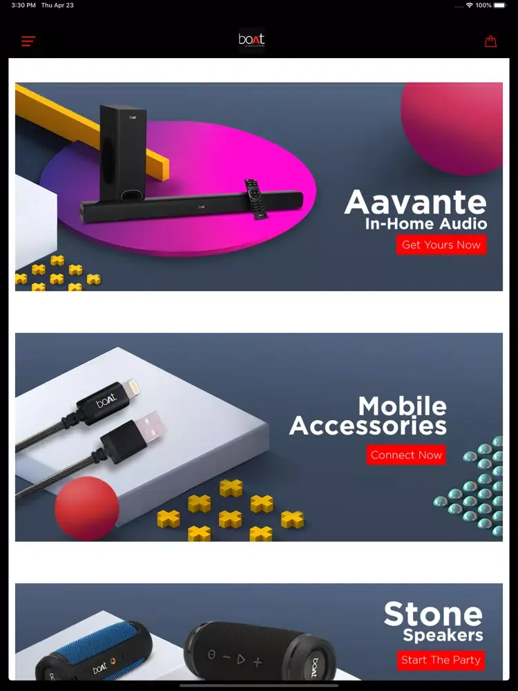Capturas de tela do boAt App iPad 