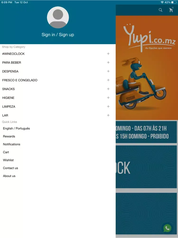 Tangkapan layar Yupi.co.mz iPad 