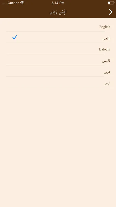Tangkapan skrin Balochi-English Dictionary